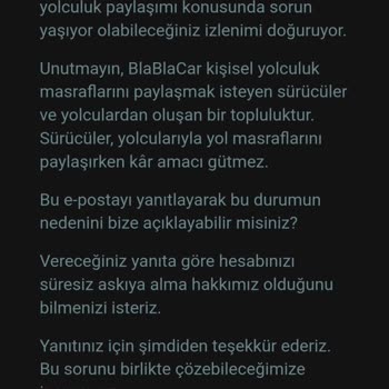 BlaBlaCar Dan Ban Yedim