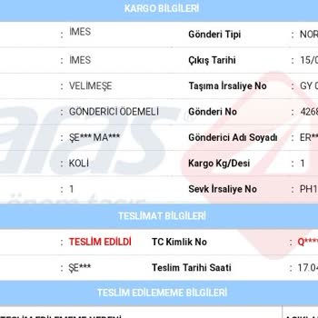 Aras Kargo Kargo Teslim Edilmedi