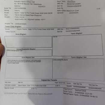 Redmi Not 13 Pro Sensör Arızası