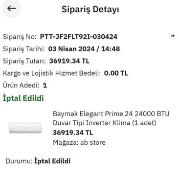 Epttavm Tek Taraflı Siparişimi İptal Etti