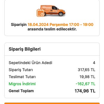 Migros Geciken Sipariş Teslimatı!