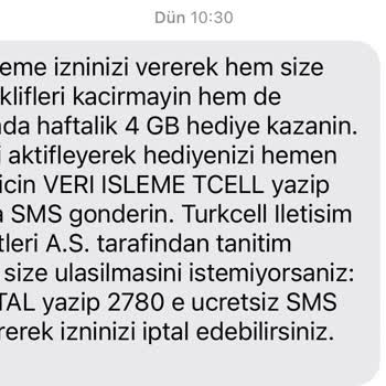 Turkcell İn Veri İzni İçin Kandırıcı Mesajları
