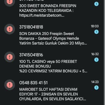 Vodafone Bahis Sitelerinden Gelen Mesajlar
