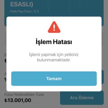 Türkiye Hayat Emeklilik Türkiye Sigorta Yetki Bulunmama Hatası