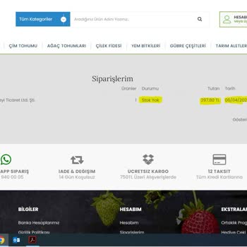 İntfa Tarımsal Alışveriş Bizi Mağdur Etti. Siparişimizi Göndermiyor!
