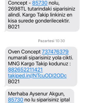 Oven Concept İade Edilmeyen Tutar