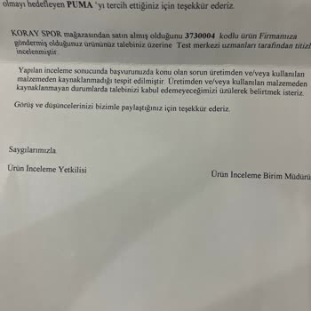 Puma İademi Kabul Etmiyor