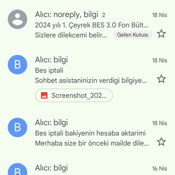 Türkiye Hayat Emeklilik BES İptal Talebiyle Kimsenin İlgilenmemesi Paranın İadesi Yapılmaması