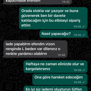 Onze Mode İade İçin Dönüş Yapılmadı
