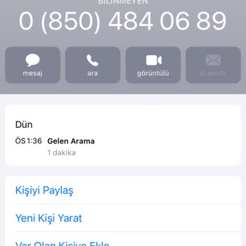 0850 484 06 99 0 (850) 484 06 89 Bu Numara Üzerinden Arandım