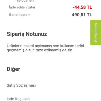 Hepsiburada Market Getirilmeyen Ürünün Para İadesi Yapılmaması