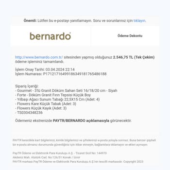 Bernardo Şikayet Teslim Edilmeyen Ürünler