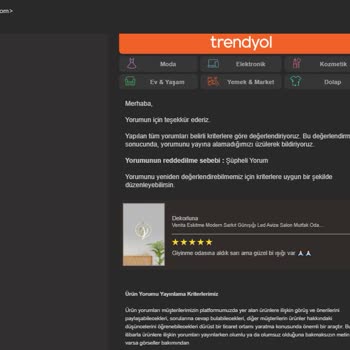 Trendyol Ürün Yorumları Otomatik Reddediliyor