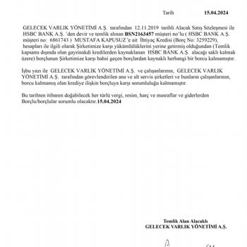 Gelecek Varlık İcra Dosyamı Kapatmıyor.