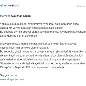 Şikayetvar Şikayetimi Yayınlamıyor