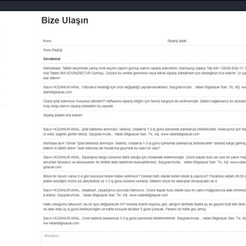 Vatan Bilgisayar Yanlış Ve Eksik Hizmet Mağduriyeti