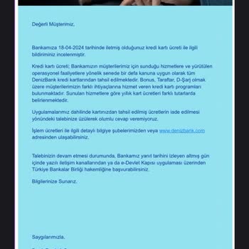 Denizbank Kart Ücreti İptali