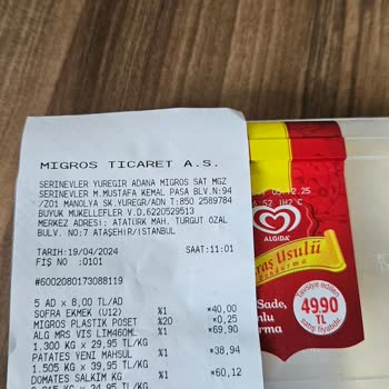 Migros Algida Dondurma Kutu Üzerinde Fiyat Farklı Kasada Farklı