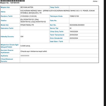 Samsung Müşteri Hizmetleri Görüşme Ve Talebime Hala Dönüş Yapılmaması