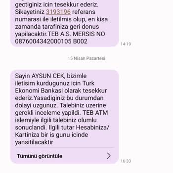 TEB Bankamatik Mağduru-iade Sorunu