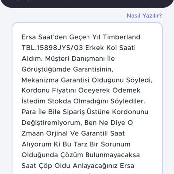 Ersa Saat Ürününün Arkasında Durmadı