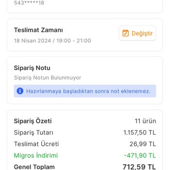 Migros Sanal Teslimatı Gecikti