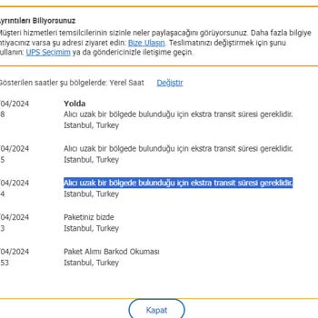 UPS Türkiye Kargo Dağıtım Ekibi İşini Yapmıyor
