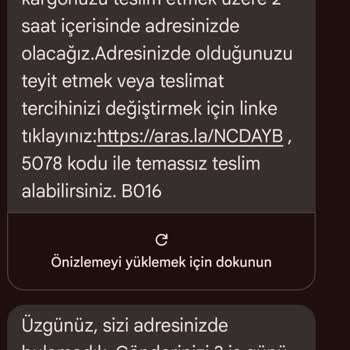 Aras Kargo 1 Gün Ertelediğim İçin Kargomu Getirmeme Kararı Almış
