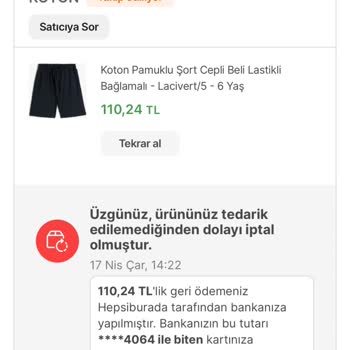 Hepsiburada Koton Mağazası Siparişleri İptal Etti
