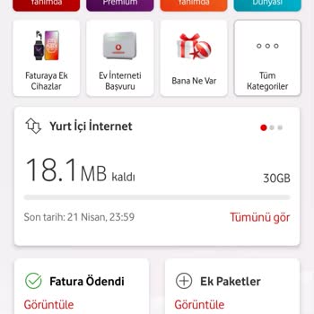 Vodafone İnternetim Olmasına Rağmen Ücretli Aşım Paketi Eklediler.