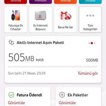 Vodafone İnternetim Olmasına Rağmen Ücretli Aşım Paketi Eklediler.