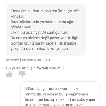 Altınplaza.com Eksik Gramajda Ürün Yolluyor