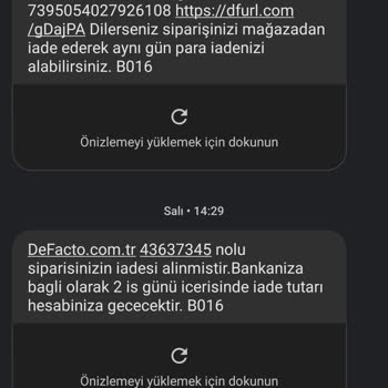 DeFacto Para İadesi Yapmadı