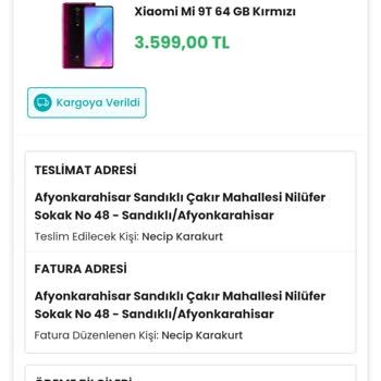 EasyCep Kargo Kodu Gelmedi Kargoya Verildi