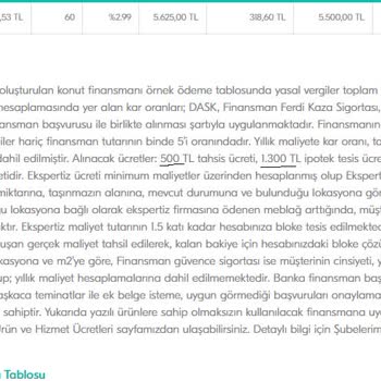 Türkiye Finans Konut Finansmanı Kullanımında Yapılan Kesintiler