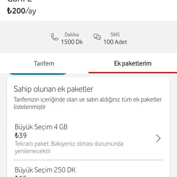 Vodafone Yanlış Ek Paket