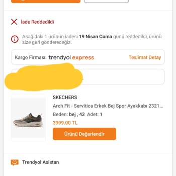 Trendyol- Skechers Markası İade Kabul Edilmesi
