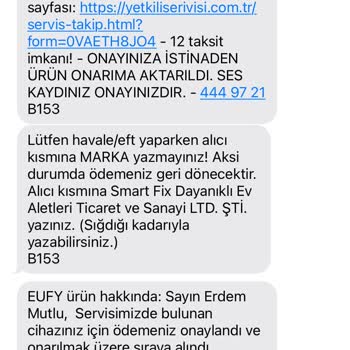 Smart Fix Onarılmadan Ödeme İstenen Ürün