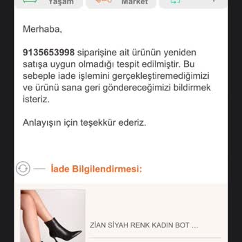 Solmazonline Mağazası İade Kabul Etmemesi!