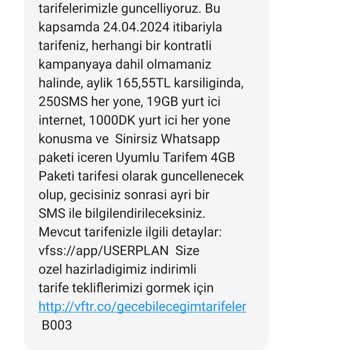 Vodafone İzinsiz İşlemle Tarife Değişikliği