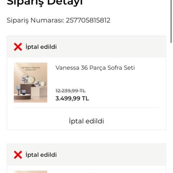 Bella Maison İndiriminden Aldığım Sofra Setine İade Oluşturulması