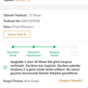 Trendyol Ve Aras Kargo'da Kaybolan Siparişim