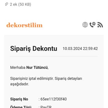 Dekorstilim.com Siparişi Göndermemesi Ve İade Ücretimi Vermemesi