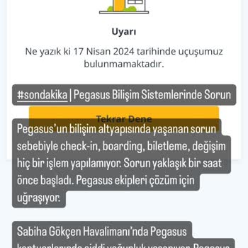 Pegasus Havayolları Fazladan Bilet Satıp Beni Uçağa Almadı