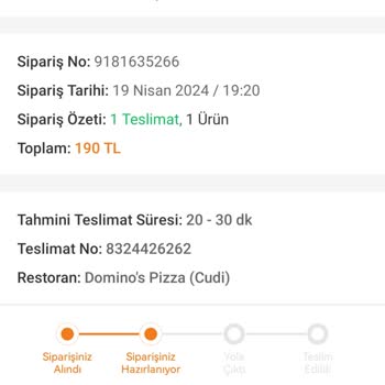 Domino's Pizza Sipariş 50 Dakika Dan Önce Gelmiyor