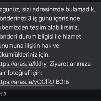 Aras Kargo Bütün Gün Evde Olmama Rağmen Kargocu Evde Bulamamış!