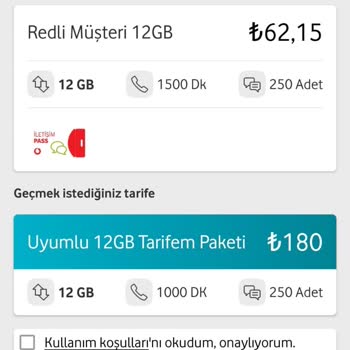 Vodafone 180TL'ye Bir Hattıma 12gb Verirken Diğer Hattıma 6gb Öneriyor