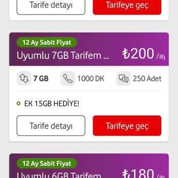 Vodafone 180TL'ye Bir Hattıma 12gb Verirken Diğer Hattıma 6gb Öneriyor