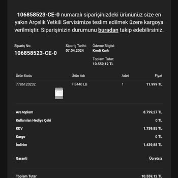 Arçelik İki Haftadır Kargoya Verilip Servise Varamayan Sipariş!