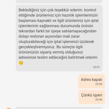 Trendyol Yemek Hızlı İptal Talebim Reddedildi
